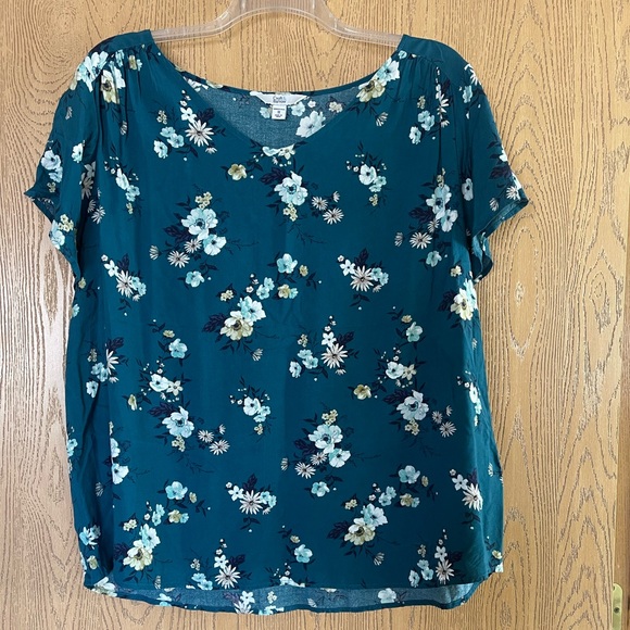 Croft & Barrow Teal Blue Floral Blouse - Picture 1 of 4